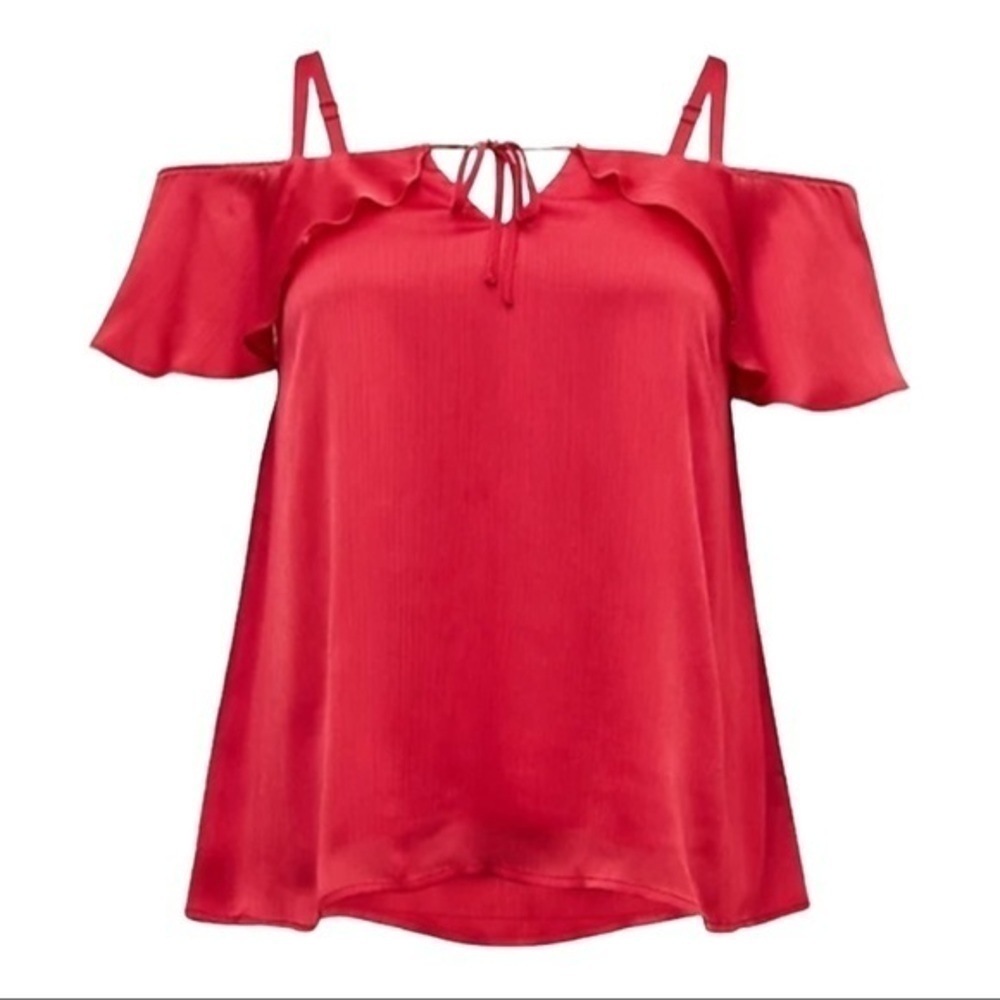 TORRID FUCHSIA PINK TEXTURED CHIFFON COLD SHOULDER TOP